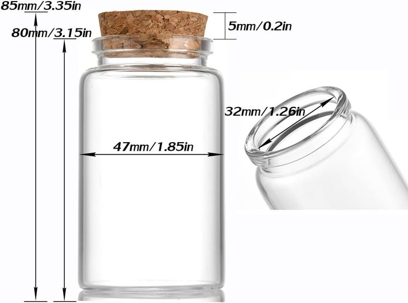 EWEIGEER 4 pcs 100ml Small Glass Bottles with Cork Stopper,Candy Containers,Vials Jars,Cute Storage Jar,Wishing Bottle 47x80mm(1.85x3.15inch) - Image 5